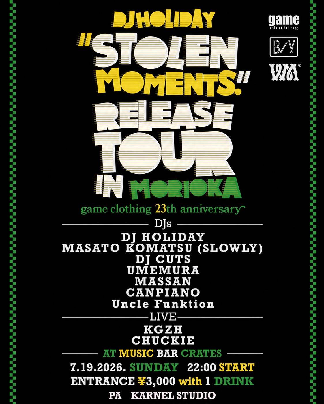 DJ HOLIDAY STOLEN MOMENTS RELEASE TOUR IN MORIOKA